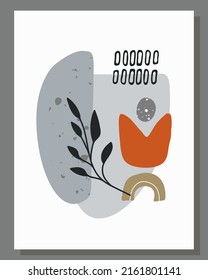 Composición minimalista de formas abstractas y elementos de contorno aislados en un fondo blanco. Diseño de portada. Vector plano Ilustración para marketing, afiche, tarjetas, diseño de camisetas, decoración de casa.