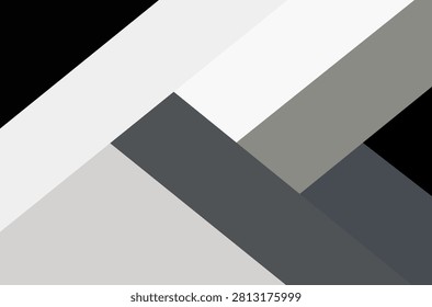 A minimalist composition featuring interlocking rectangular forms and sharp angles in a monochromatic palette