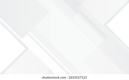 composição minimalista com um esquema de cores predominantemente branco e cinza claro, apresentando sobreposição de formas geométricas e sombras sutis, criando uma estética limpa e nítida