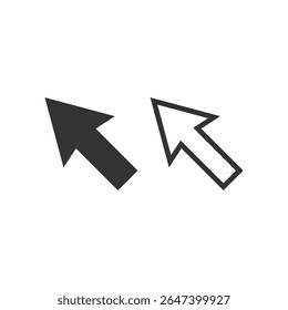 A minimalist composition presents two arrow-shaped cursors against a stark white background.