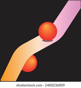 minimalist composition of primitives. swinging ball in motion isolated on black red background. abstract them