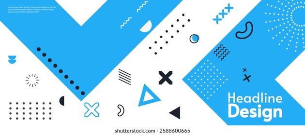 Minimalist composition with triangles, circles, and lines, perfect for banners, posters, templates. A modern abstract graphic design. Vector illustration. 