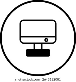 Minimalist computer monitor icon on white background simple and modern design