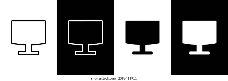 Minimalist computer monitor icon variations set