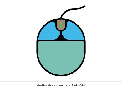 Minimalist computer mouse outline icon black and white vector art