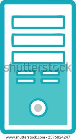 Minimalist computer tower icon with clean outline design