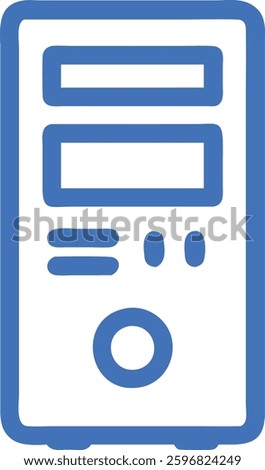 Minimalist computer tower icon with clean outline design