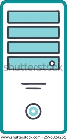 Minimalist computer tower icon with clean outline design
