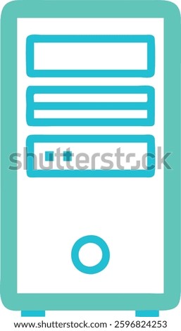 Minimalist computer tower icon with clean outline design