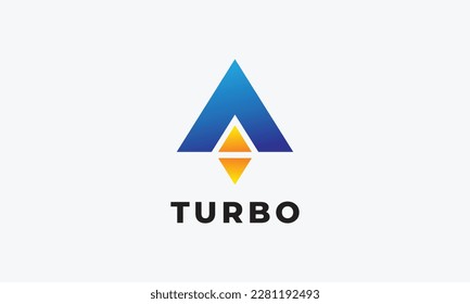 Minimalist concept logo blue arrow for industry and technology