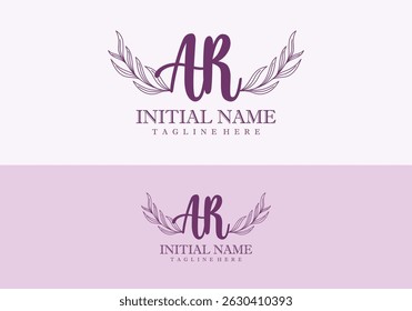 Minimalist concept wedding monogram set with initials letter AR	