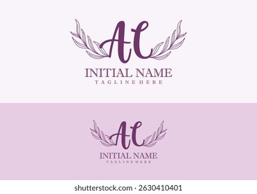 Minimalist concept wedding monogram set with initials letter AC	