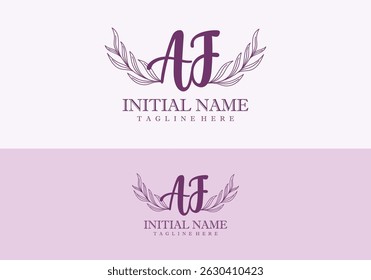 Minimalist concept wedding monogram set with initials letter AF	