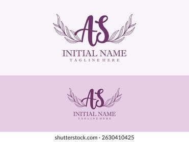 Minimalist concept wedding monogram set with initials letter AS	