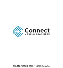 minimalist Connect geometric line art logo design
