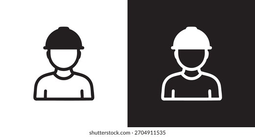 Minimalist Construction Worker Icon with Safety Helmet Outline