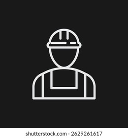 Ilustração de Contorno Simples do Vetor do Trabalhador da Construção Minimalista do Construtor com o Chapéu Rígido e o Gráfico de Revestimentos