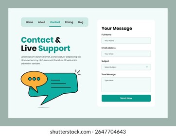 Minimalist Contact Page UI Layout Template for Website and App Design