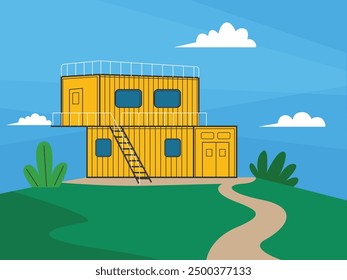 Ilustración vectorial minimalista de la casa del envase. concepto casero