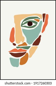 Minimalist contemporary portrait of woman beauty surreal face line art