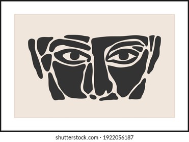 Minimalist contemporary portrait of woman beauty surreal face line art