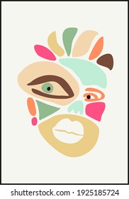 Minimalist contemporary portrait of woman beauty surreal face line art