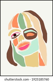 Minimalist contemporary portrait of woman beauty surreal face line art