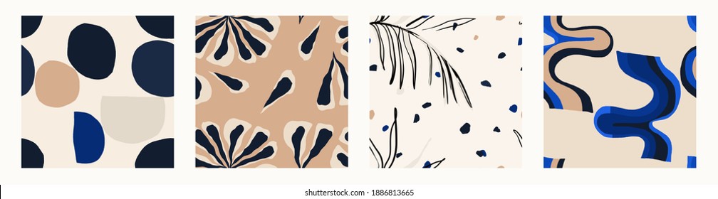 Minimalist contemporary trendy abstract pattern set. Fashionable template for design. Modern style. 