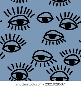  Minimalist contemporary trendy abstract pattern with eyes. Fashionable template for design. Modern style.

