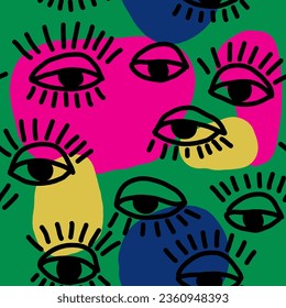 Patrón abstracto minimalista contemporáneo de moda con ojos. Plantilla de diseño de moda. Estilo moderno.
