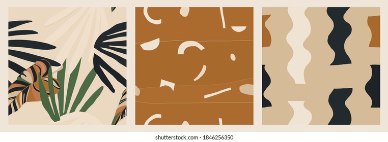 Minimalist contemporary trendy pattern set. Fashionable template for design. Bohemian style. 