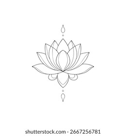 Linha contínua minimalista linha única desenhando um vetor de flor de lótus