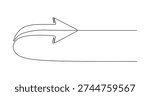 Minimalist Continuous Line Arrow Illustration, Elegant One Line U Turn Direction Symbol Vector Design