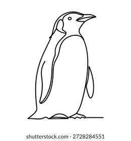 Arte lineal continuo minimalista, perfil de pájaro, fauna antártica