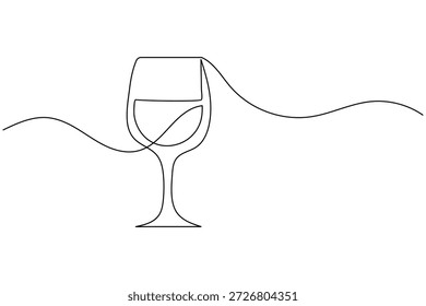 Minimalistische durchgehende Strichzeichnung einer Weinglas-Vektorgrafik