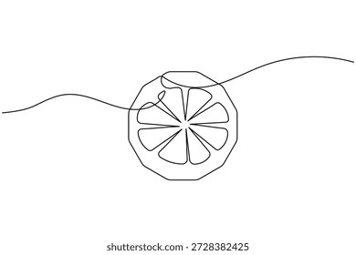 Dibujo lineal continuo minimalista de un Vector de cítricos en rodajas