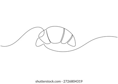 Minimalistische kontinuierliche Linie Kunst eines frischen Croissants Gebäck für Bäckerei Branding