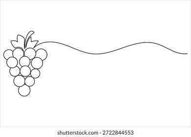 Minimalist continuous line art of grapes bunch for wine branding