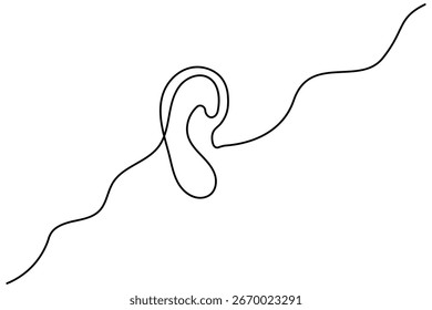 Arte de linha contínua minimalista de um ouvido humano - design de ícone de vetor isolado