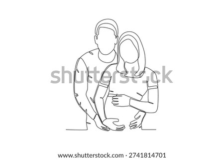 Minimalist Continuous Line Art of Loving Couple Expecting a Child
