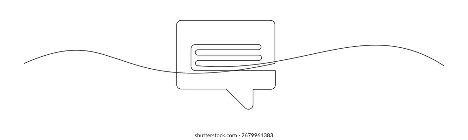 Minimalist continuous line art of a message bubble. Ideal for communication concepts and design projects.