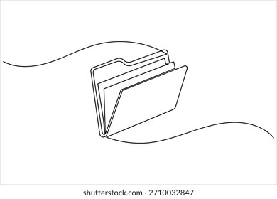 Minimalist continuous line art of an open file folder for document management.