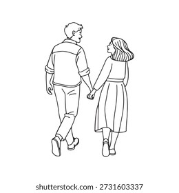 Arte lineal continuo minimalista de una línea romántica ilustraciones de arte.