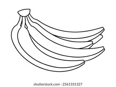 Minimalist Continuous Line Art of Various Bananas Including a Bunch, Single, and Peeled Banana in Organic Style