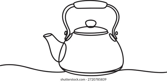 Una Ilustración vectorial minimalista y continua de un aparato de cocina utilizado para hervir agua.
