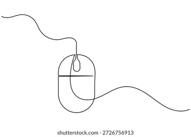 Minimalistischer durchgehender Zeilenteil einer kabelgebundenen Computermausgrafik