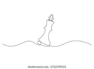 Minimalist continuous line chess king vector illustration for strategy and leadership concept