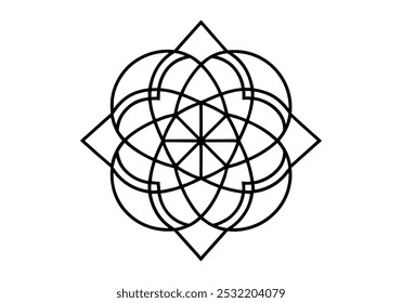 Minimalist Continuous Line Drawing of Abstract Geometric Forms – Vector Art