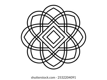 Minimalist Continuous Line Drawing of Abstract Geometric Forms – Vector Art
