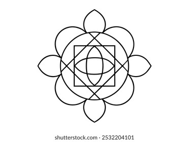 Minimalist Continuous Line Drawing of Abstract Geometric Forms – Vector Art